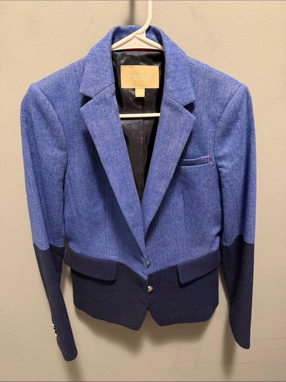 Banana Republic Two-Tone Blue Colorblock Tailored Blazer Womens 4